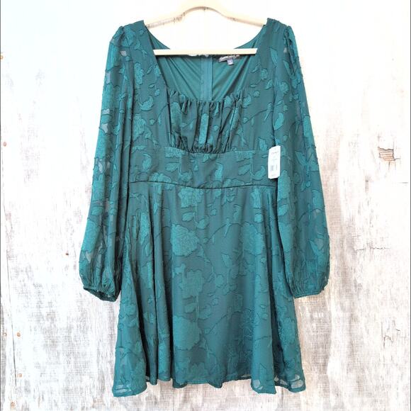 Crystal Doll NWT Babydoll Sheer Paisley Burnout Fit & Flare Dress Women's Large - Picture 1 of 9